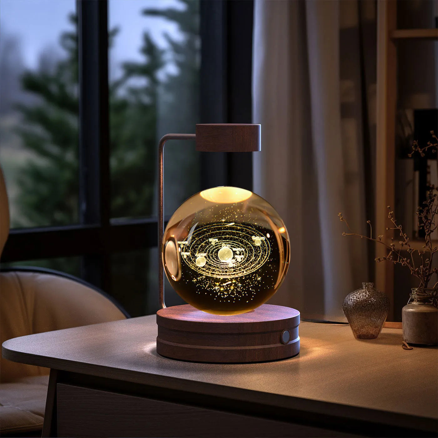 Crystal Ball Cosmic Dinosaur Indoor Night Light USB Powered Warm Bedside Lamp Birthday Gift