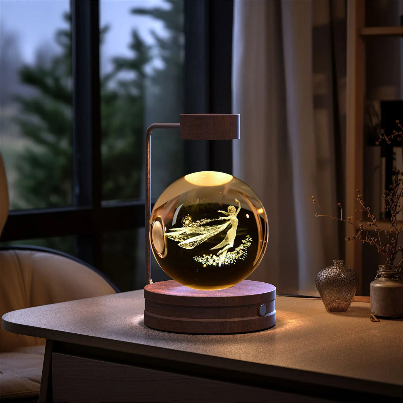 Crystal Ball Cosmic Dinosaur Indoor Night Light USB Powered Warm Bedside Lamp Birthday Gift