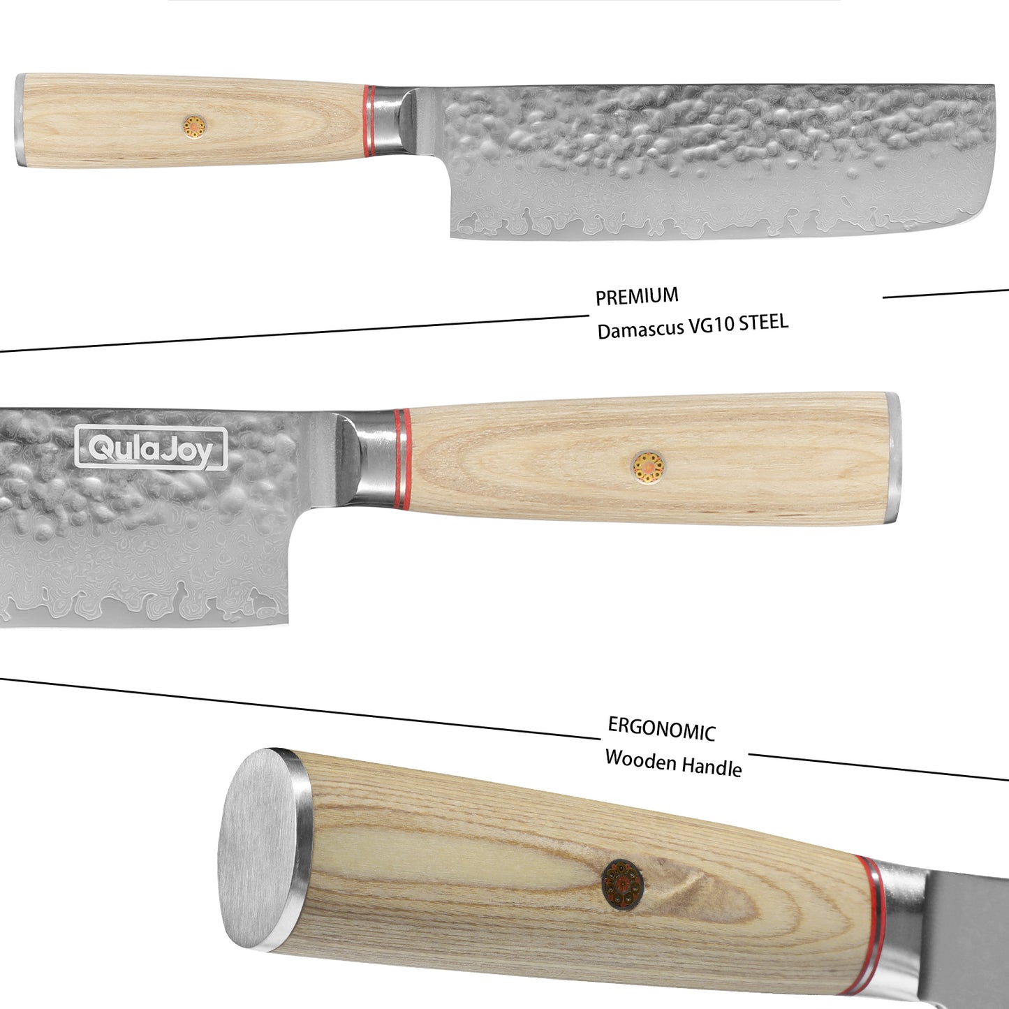 Qulajoy Nakiri Knife 6.9 Inch, Professional Vegetable Knife Japanese Kitchen Knives 67-Layers Damascus Chef Knife, Cooking Knife For Home Outdoor With Ergonomic Wood Handle