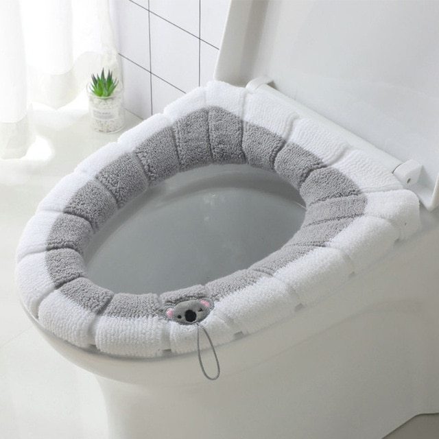 Thickened Toilet Cushion Winter Soft Washable Common Nordic Toilet Seat Pads Household Bathroom Lavatory Cover Set Pedestal