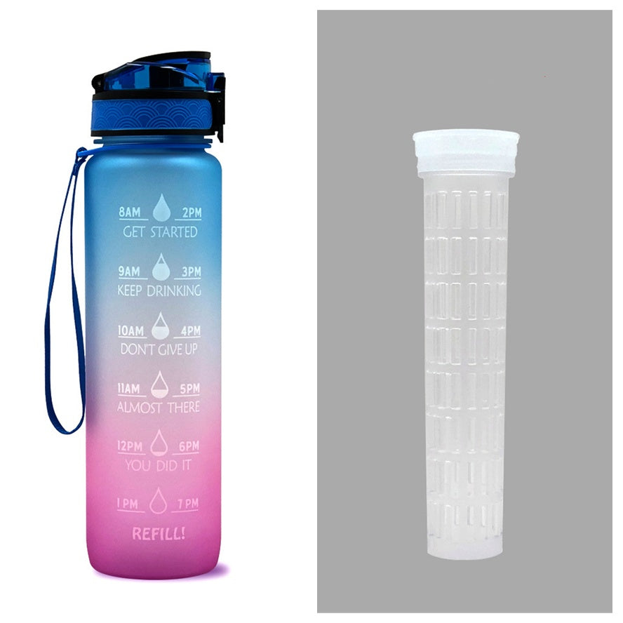 1L Tritan Water Bottle With Time Marker  ,Water Bottle Cycling Leakproof Cup For Sports Fitness Bottles