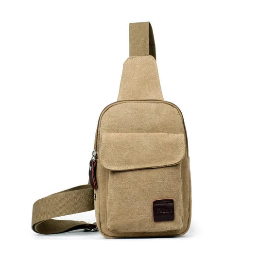 Men's Chest Small Backpack Casual Waist Bag Canvas Mini Crossbody Bag with Camera Pocket