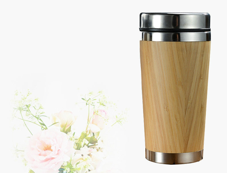 Bamboo Coffee Cup Glass Tumbler with Straw and Bamboo Lid, Iced Coffee Cup Reusable, Smoothie Cups, Tumbler with Silicone Protective Sleeve - BPA Free