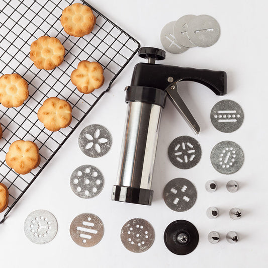 Biscuit Press Biscuit Machine Cookie Press Machine Stainless Steel Biscuit Extruder Press Cookie Gun Kit Set DIY Biscuit Maker Baking Decoration Supplies