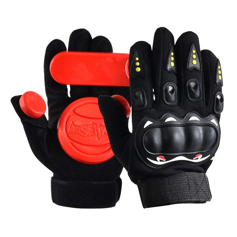 Downhill Skateboard Gloves for Roller Longboard Sliding and Turning with Palm Protection and Wrist Reinforcement