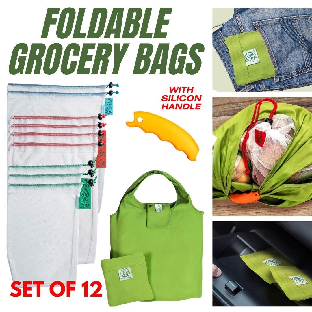 Eco Friendly Grocery Shopping Reusable Bag Vegetable Fruit Mesh Bags Reusable Produce Bags Grocery Washable, Organic Cotton Mesh Produce Bags, Double-Stitched & Tare Weigh, Mesh bags for vegetables, Cotton Produce Bags Reusable Washable, Produce bag