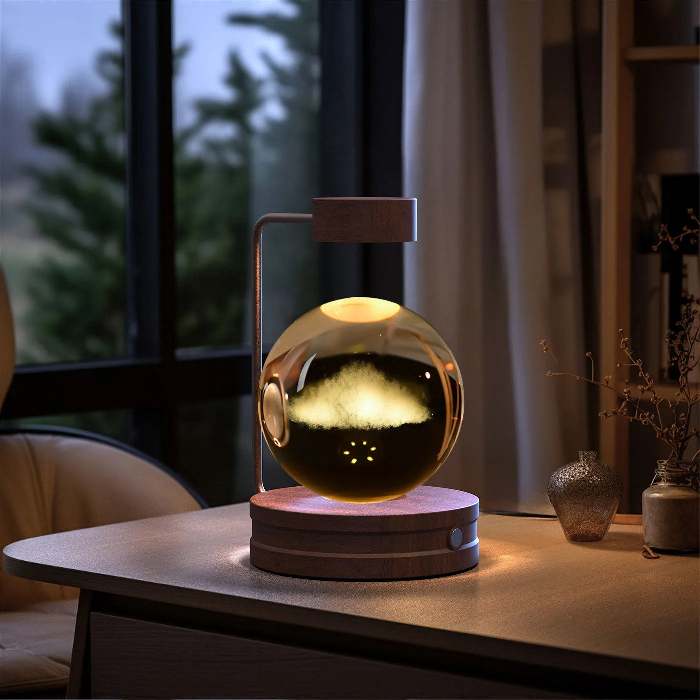 Crystal Ball Cosmic Dinosaur Indoor Night Light USB Powered Warm Bedside Lamp Birthday Gift