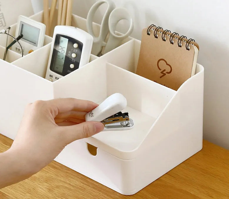 Simple White Storage Book Stand Desktop Bookend Shelf for Office and Home Use