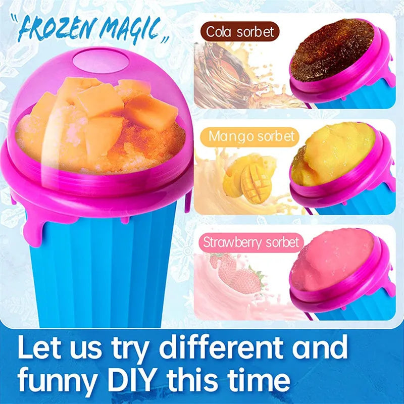 500ml Large Capacity Slushy Cup Summer Squeeze Homemade Juice Water Bottle Quick Frozen Smoothie Sand Cup Pinch Fast Cooling Magic Ice Cream Slushy