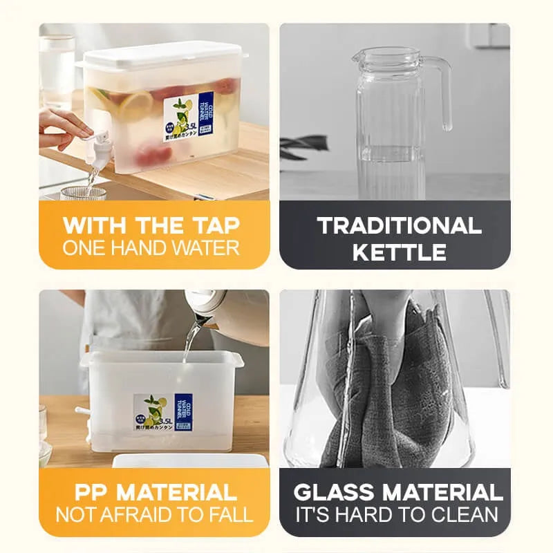 Refrigerator Storage Jars Large Capacity Cold Water Kettle With Faucet Household Plastic Lemonade Bottle Container
