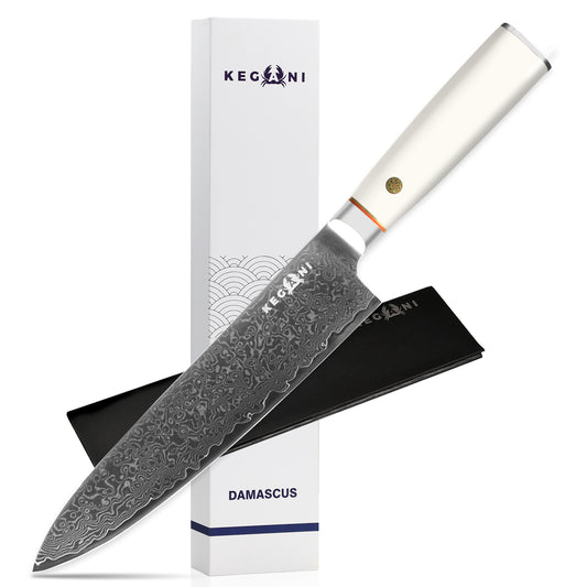 Kegani Chef Knife 8 Inch Professional Damascus Chef Knife 67 Layers Japanese VG10 High Carbon Kitchen Knife Ultra Sharp