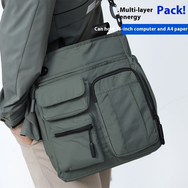 Business Shoulder Bag Men's Casual Multi-layer Large Capacity Business Briefcase Gifts for Men Women, Water Resistant Messenger Shoulder Bag with Strap, Premium Office Bag, Carry On