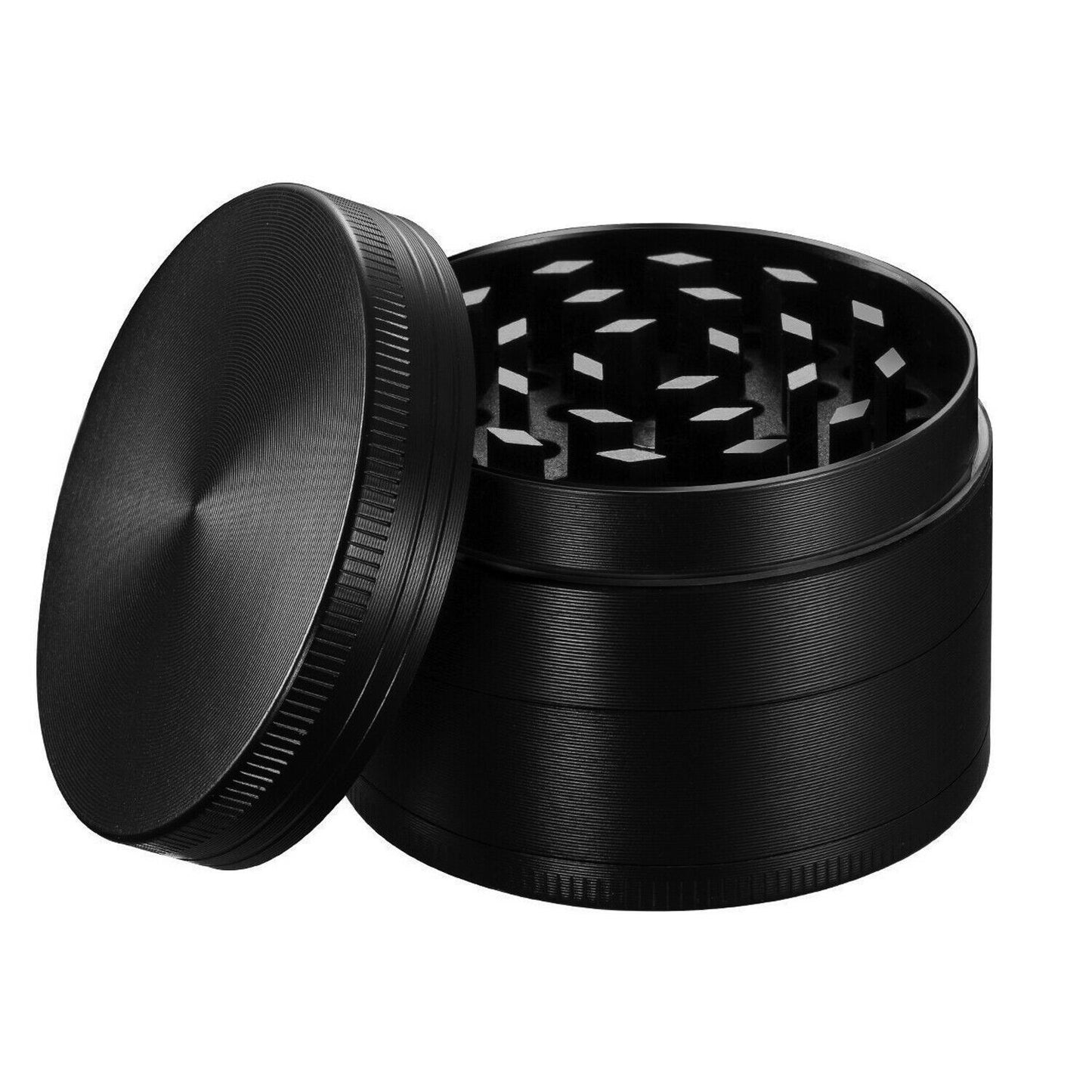 Herb Grinder 4-Piece Metal Small Hand Crusher Mill Magnetic Top Black US