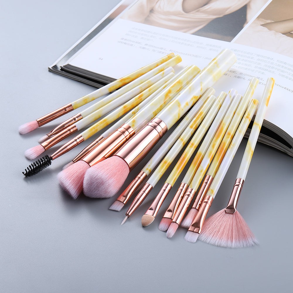 Professional 12Pcs Marble Make Up Brushes Makeup Brushes Set include Foundation Eyeshadow Eyebrow Brush Set
