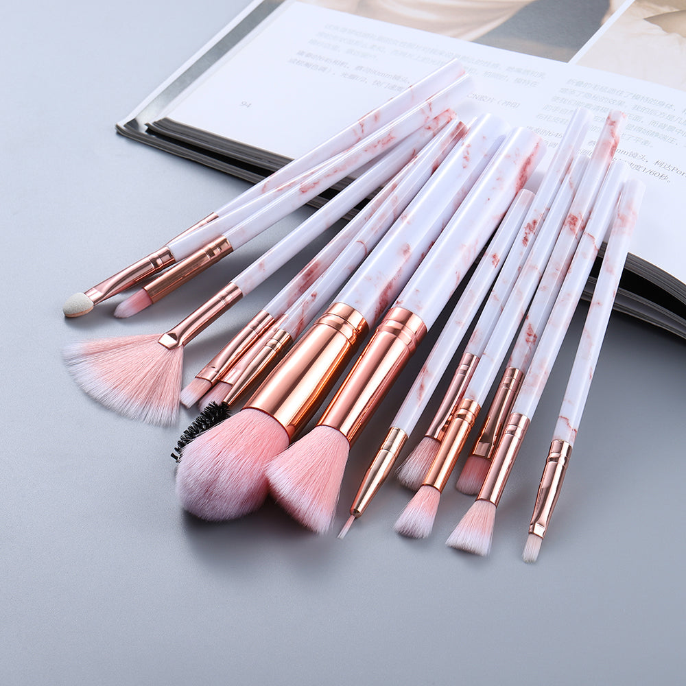 Professional 12Pcs Marble Make Up Brushes Makeup Brushes Set include Foundation Eyeshadow Eyebrow Brush Set