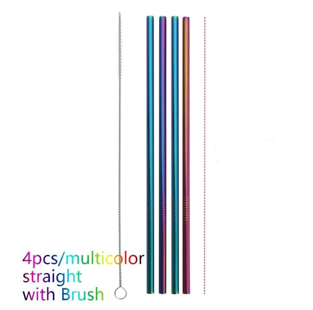 Reusable Metal Straws for 40oz Tumbler, 6Pcs Stainless Steel Reusable Drinking Metal Straw with Colourful Silicone Tips,Straw for Glass Cups, BPA FREE