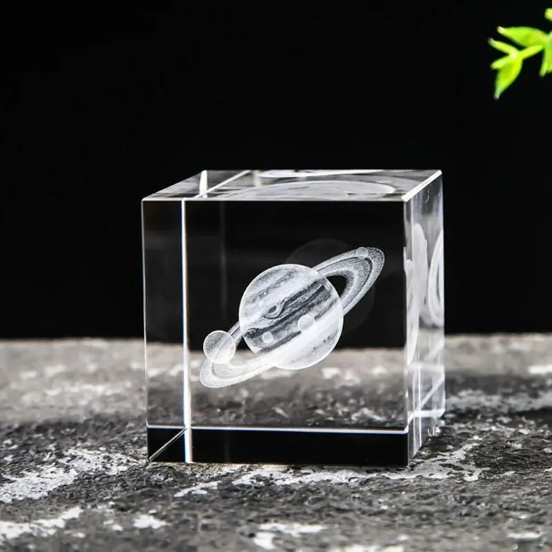 Desktop Crystal Creative Gift Ornament White Lotus Cube