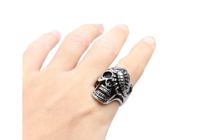 Punk personality tweezers tweezers ring titanium steel casting alternative ring exaggeration hand jewelry