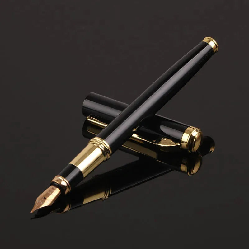 Fountain Pens Push Pull Refillable F Nib Smooth Writing Metal Clip Ideal for Students Beginners Calligraphy Gift Business