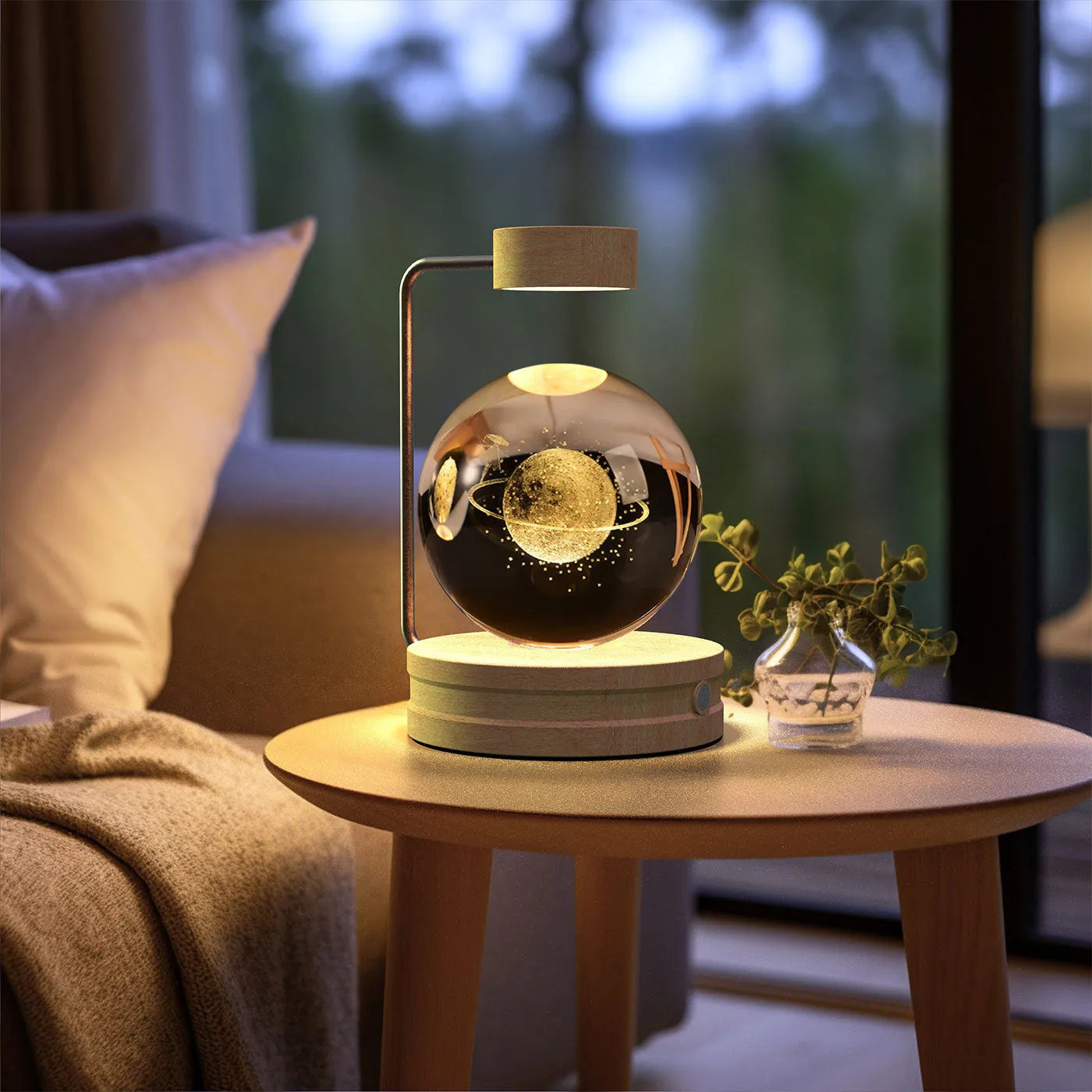 Crystal Ball Cosmic Dinosaur Indoor Night Light USB Powered Warm Bedside Lamp Birthday Gift