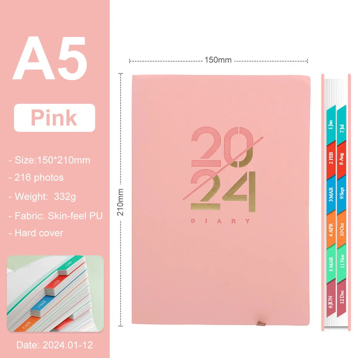 English Monthly Plan Weekly Plan Schedule Book 2024 A5 Notebook