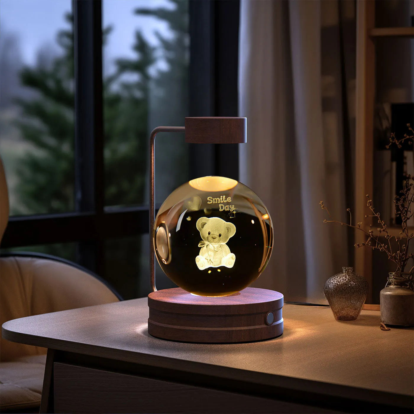 Crystal Ball Cosmic Dinosaur Indoor Night Light USB Powered Warm Bedside Lamp Birthday Gift