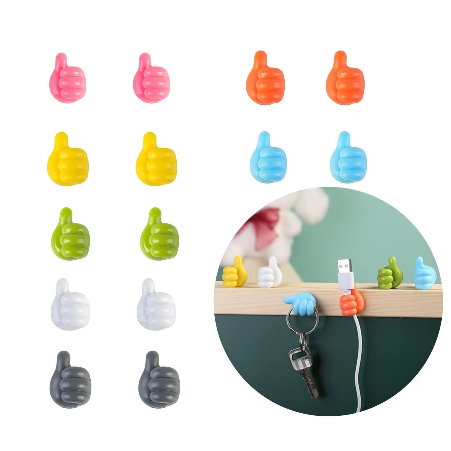 Multifunctional Clip Holder Thumb Hooks Wire Organizer Wall Hooks Hanger Strong Wall Storage Holder For Kitchen Bathroom