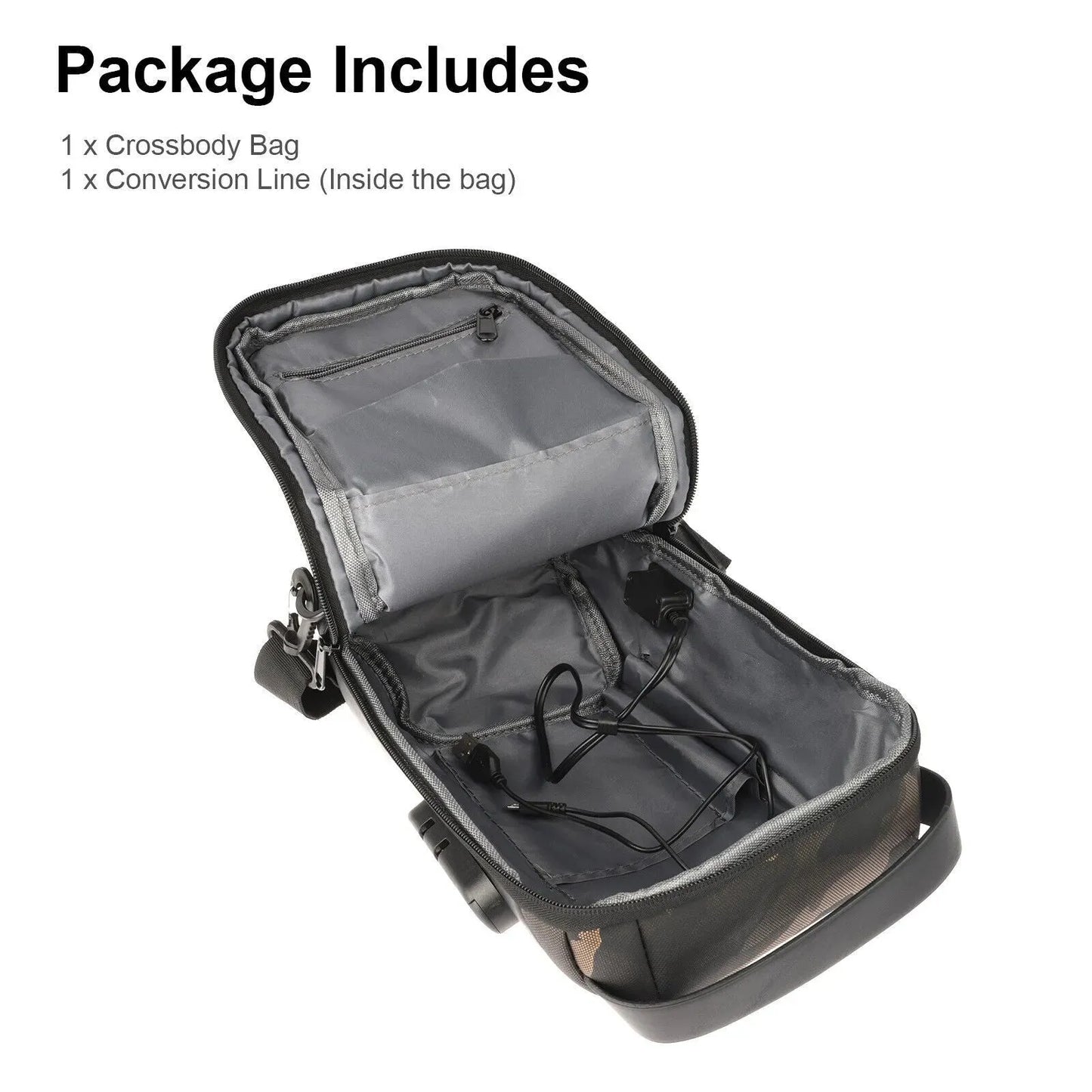 Men's Waterproof Oxford Multifunction Crossbody Sling Bag Anti Theft Shoulder Messenger Chest Pack with USB Charging Port
