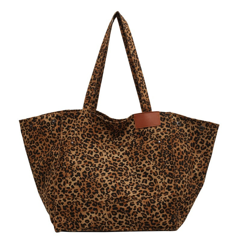 Large Capacity Leopard Print Canvas Tote Bag
