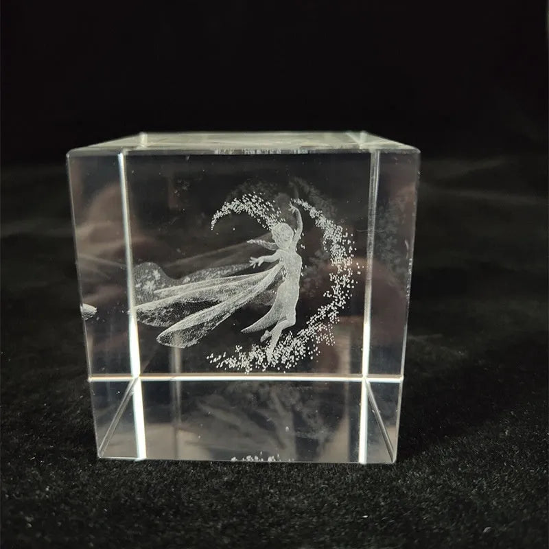 Desktop Crystal Creative Gift Ornament White Lotus Cube