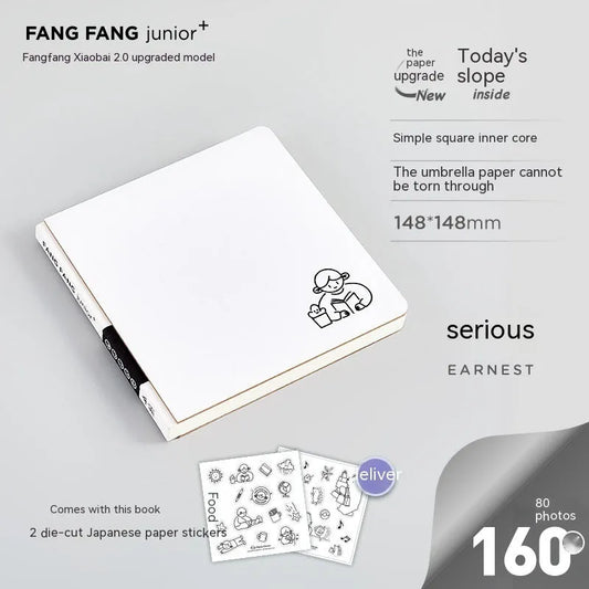 Square Paper Small White Note Girl Heart Diary with Stickers