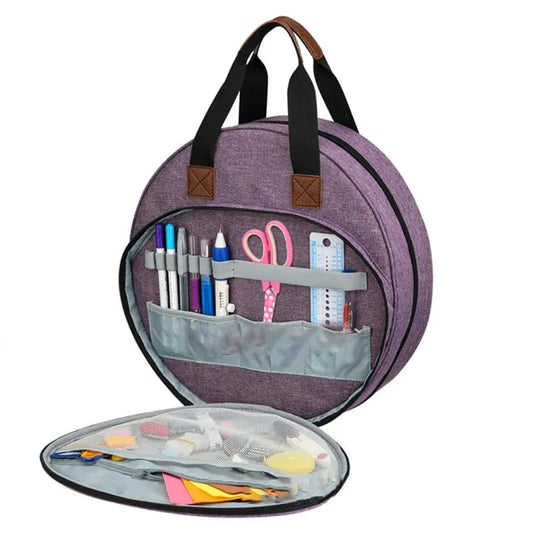 Embroidery Project Bag Carrying Tote Case with Multiple Pockets for Embroidery Supplies and Thread Storage