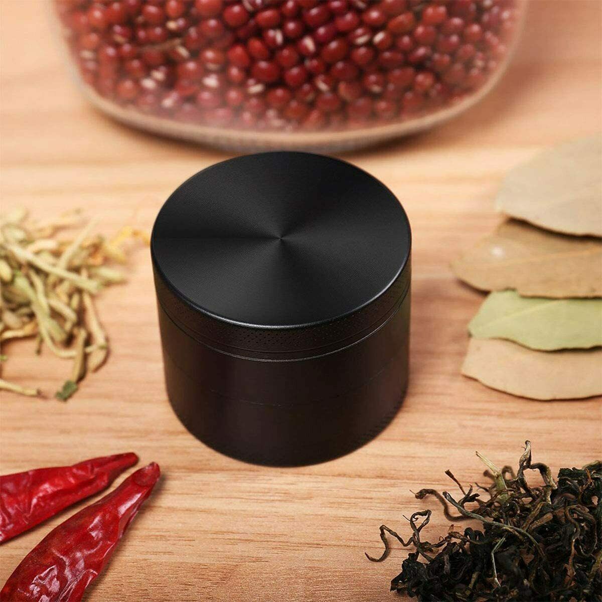 Herb Grinder 4-Piece Metal Small Hand Crusher Mill Magnetic Top Black US