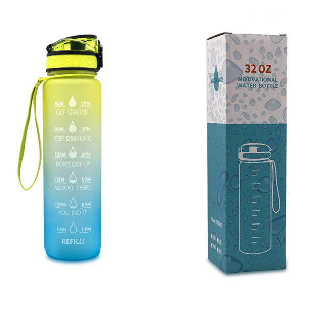 1L Tritan Water Bottle With Time Marker  ,Water Bottle Cycling Leakproof Cup For Sports Fitness Bottles