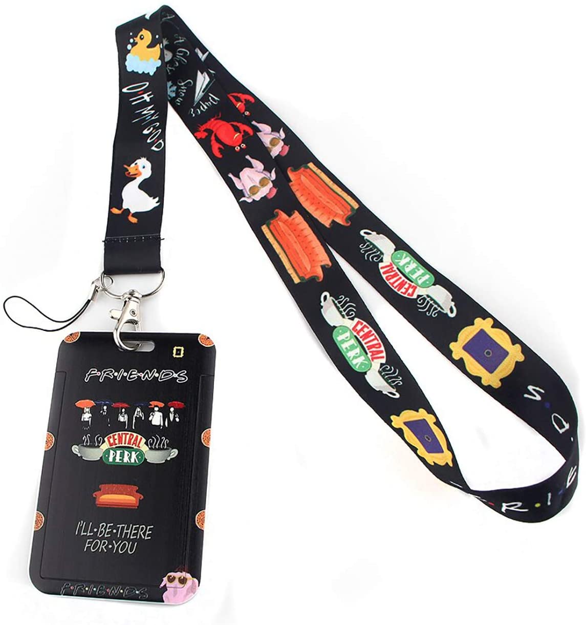Lanyard Keychain and ID Holder with Detachable, Breakaway Buckle for Keys or Badge | Durable Black Nylon | Hilarious Novelty Necklace 9 Styles Funny Lanyard