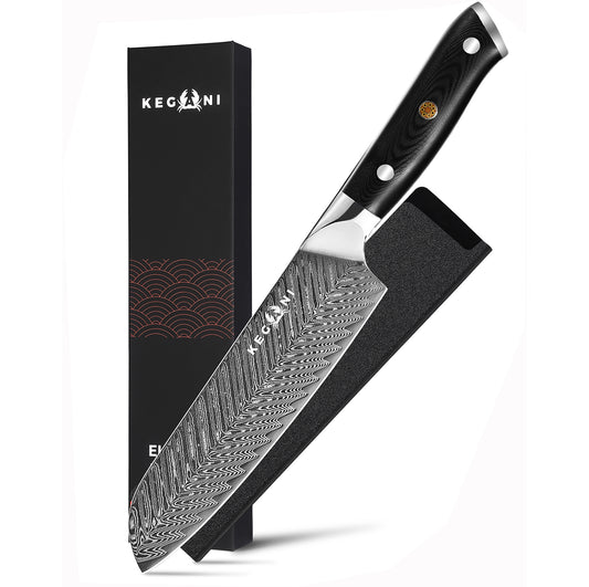 Kegani 7 Inch Japanese Santoku Knife 73 Layers AUS-10 Damascus Steel Full Tang G10 Handle