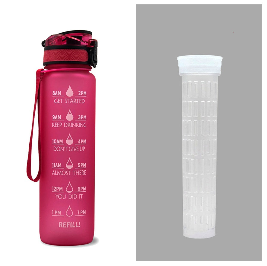 1L Tritan Water Bottle With Time Marker  ,Water Bottle Cycling Leakproof Cup For Sports Fitness Bottles