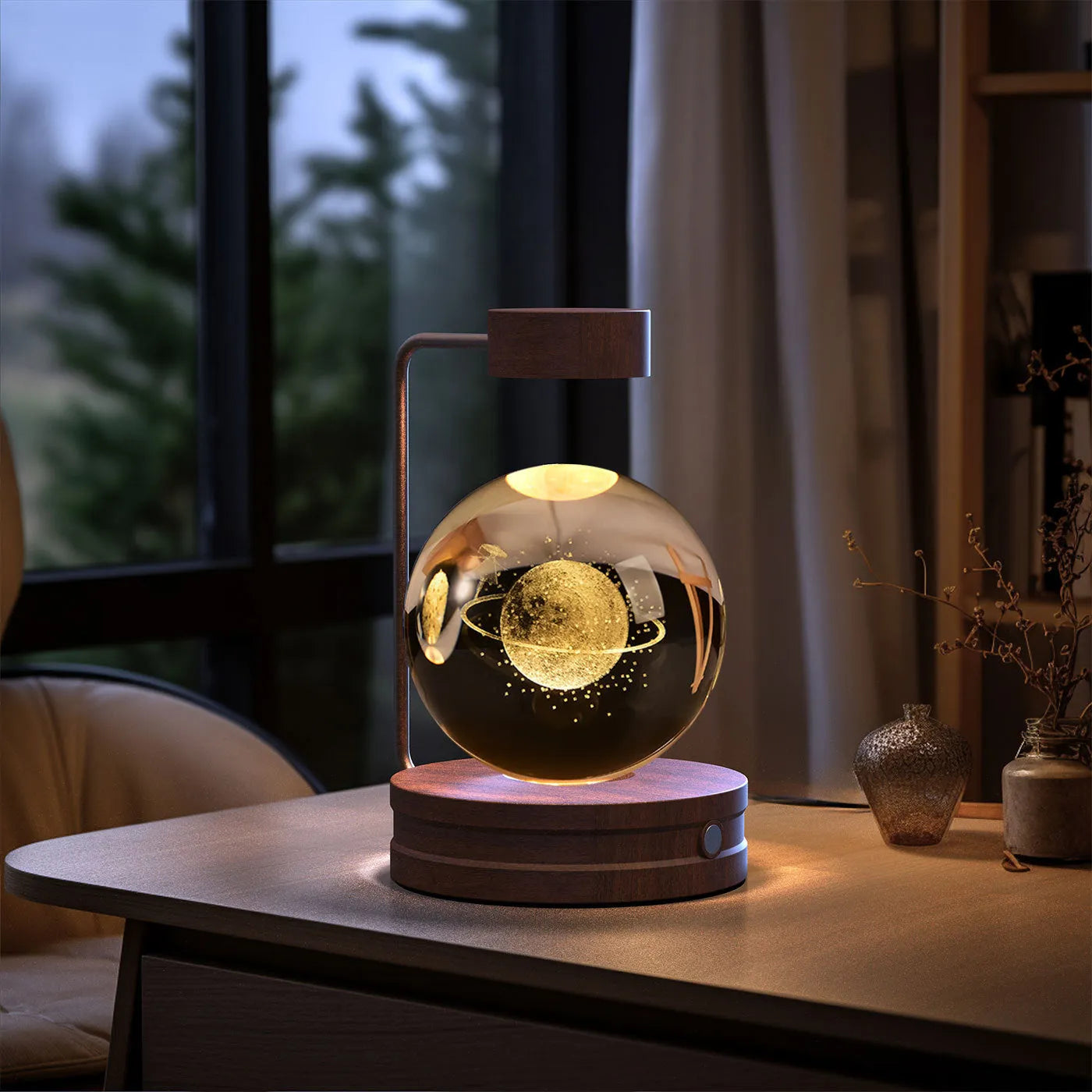 Crystal Ball Cosmic Dinosaur Indoor Night Light USB Powered Warm Bedside Lamp Birthday Gift
