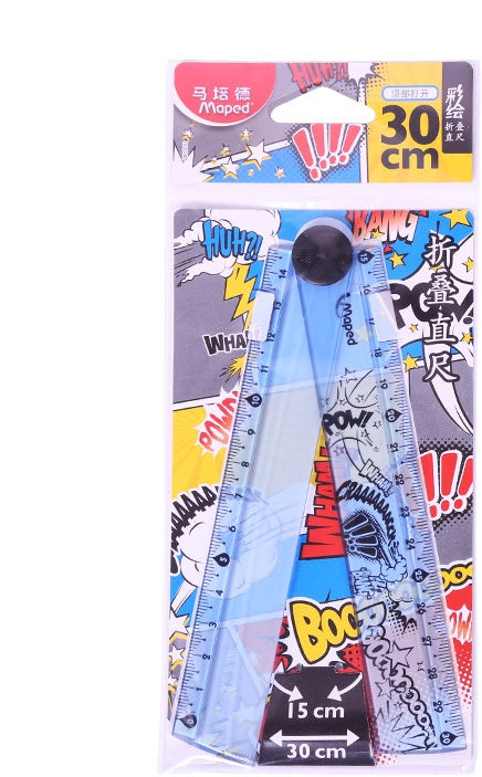 Folding Ruler 30cm Widened Rotary Ruler Folding Ruler Multi Acrylic Folding Ruler Angle Measurement Ruler Clear Flexible Black and White Rulers Adjustable Geometry Measuring Ruler for Drawing and Measuring Tools