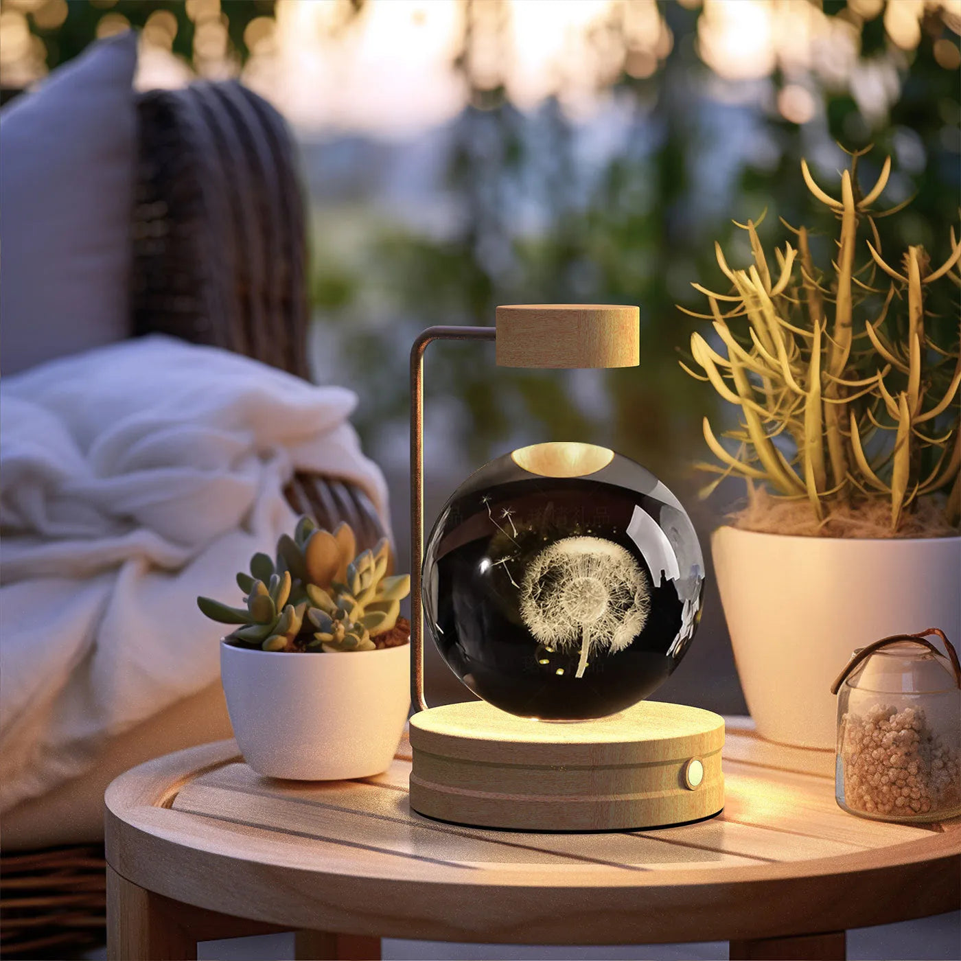 Crystal Ball Cosmic Dinosaur Indoor Night Light USB Powered Warm Bedside Lamp Birthday Gift