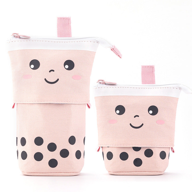 Cute Girl Heart Smiley Face Multifunctional Pen Holder Stationery Storage Bag Retractable Pencil Case