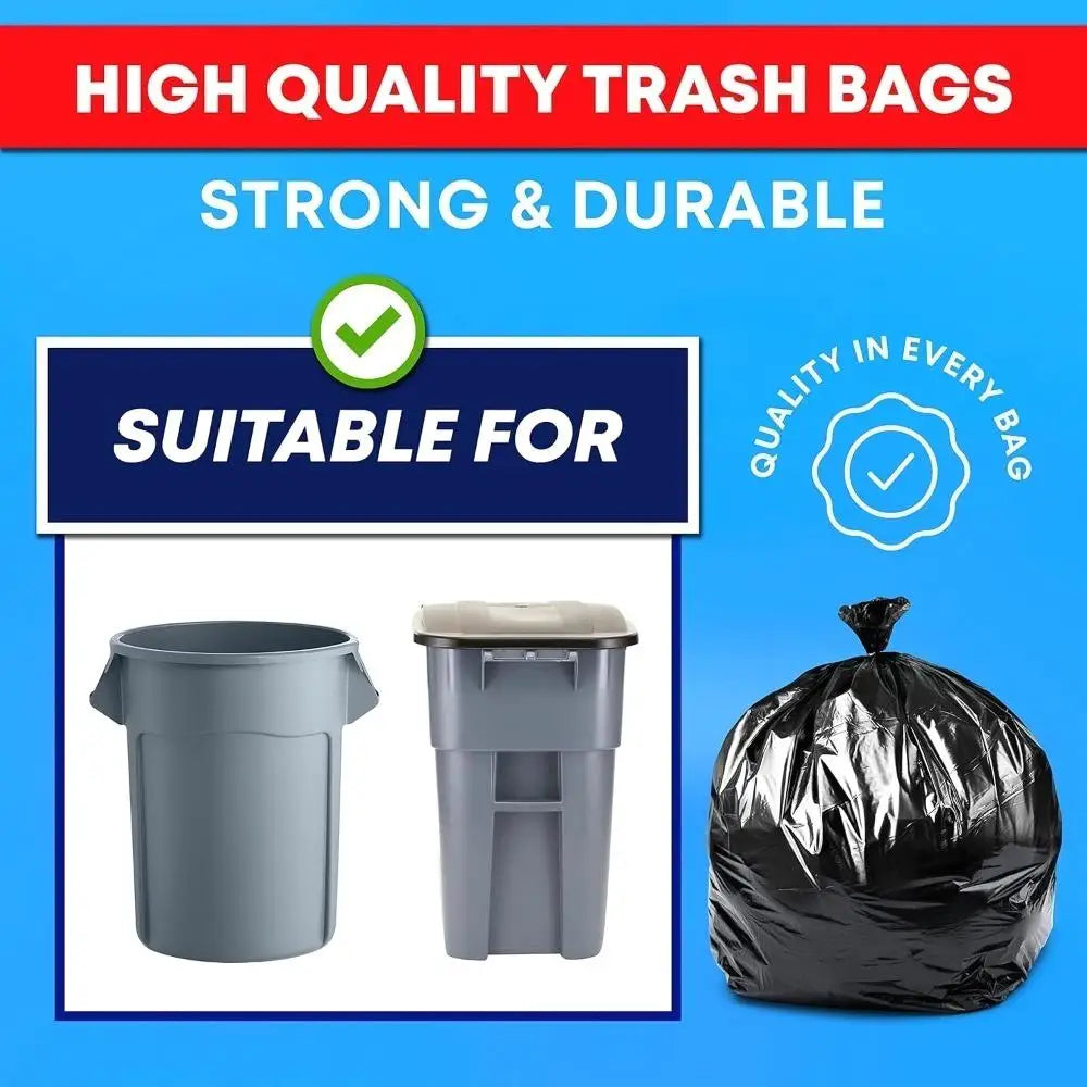 100PCS 45 Gallon Heavy Duty Black Trash Bags, 1.9MIL Large Garbage Bags 35x39.4 for lawn , Leaf & Commercial Use