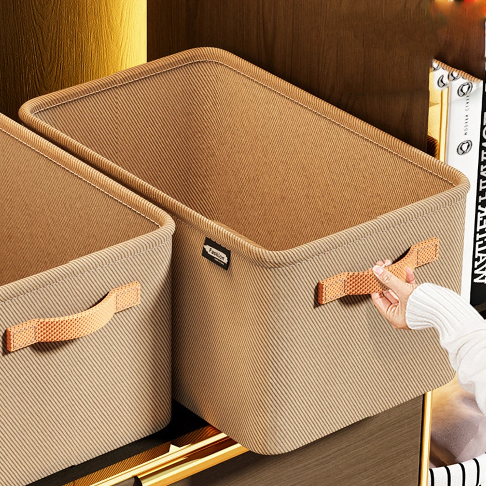 Cabinet Drawer Organizer Versatile Socks Storage Basket with Handle&Steel Frame Thickened Foldable Fabric for Home Wardrobe