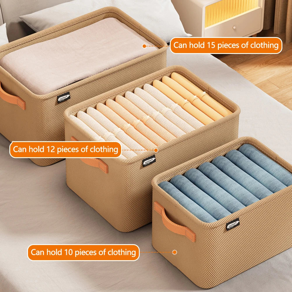 Cabinet Drawer Organizer Versatile Socks Storage Basket with Handle&Steel Frame Thickened Foldable Fabric for Home Wardrobe