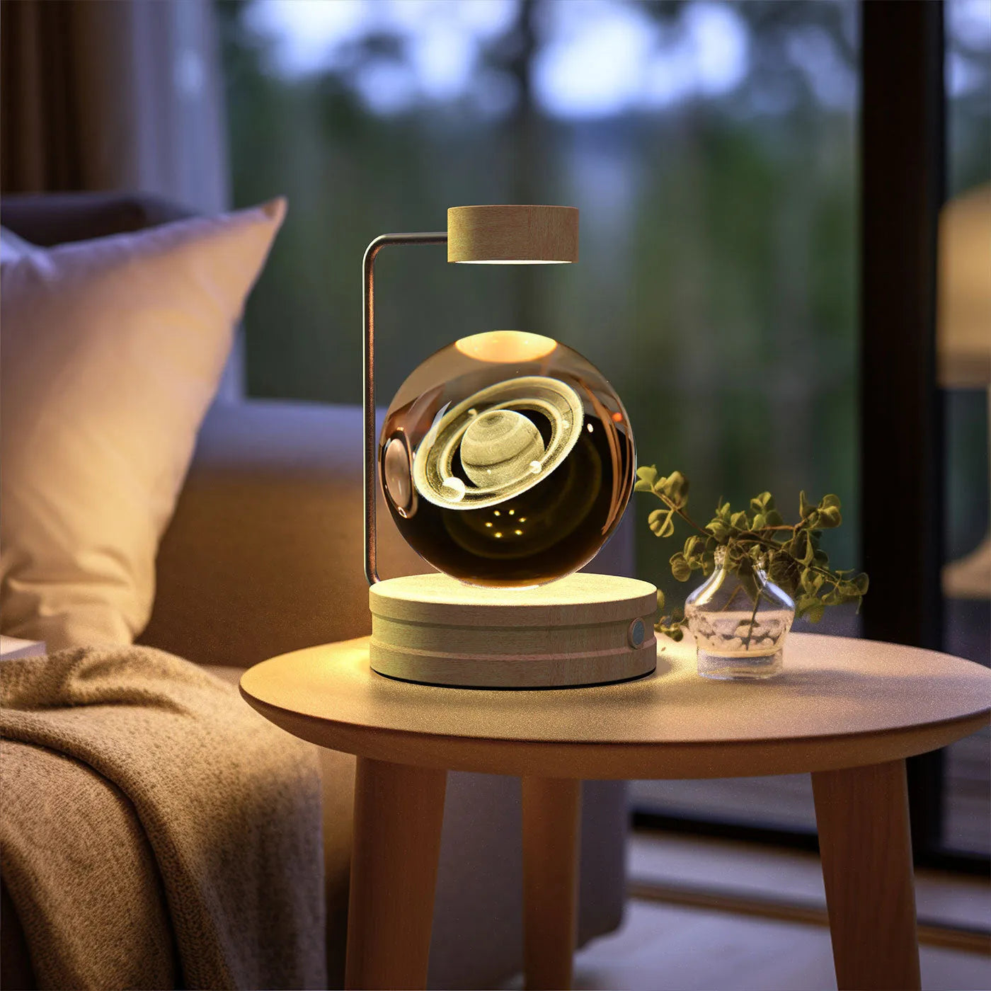 Crystal Ball Cosmic Dinosaur Indoor Night Light USB Powered Warm Bedside Lamp Birthday Gift