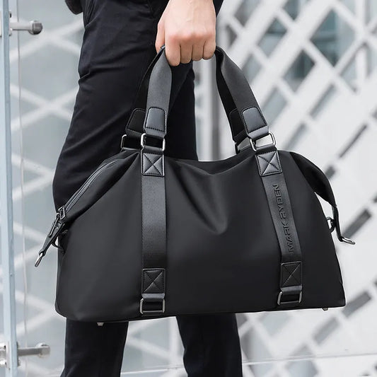 Oxford Cloth Gym Bag for Men and Women in Black Breathable Design Leisure Travel Size 35x50x19cm