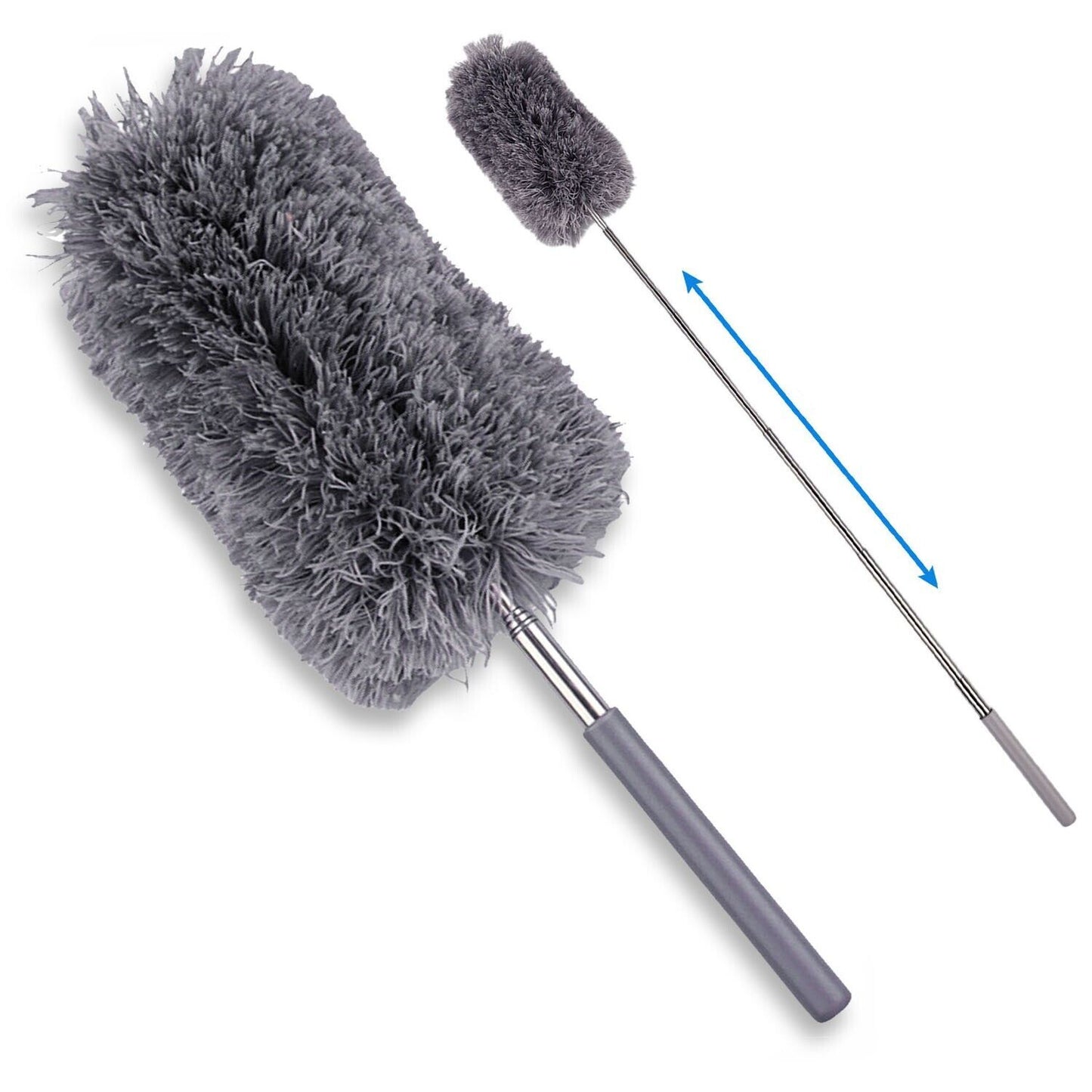 Microfiber Feather Duster Extendable Duster with 100 inches Extra Long Pole, Bendable Head & Long Handle Dusters for Cleaning Ceiling Fan, High Ceiling, Blinds, Furniture