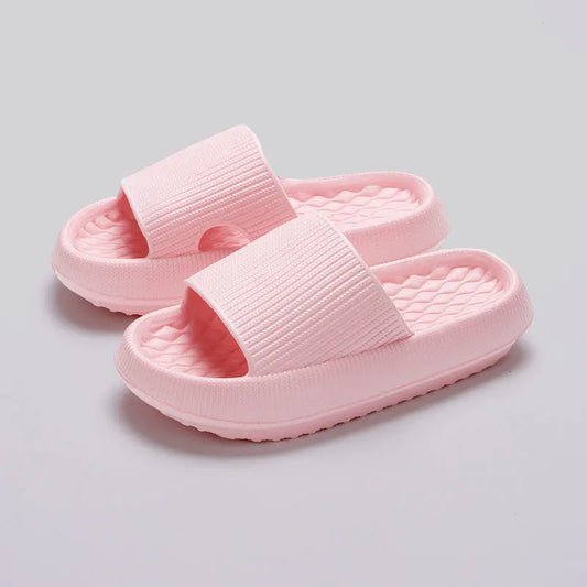 Summer EVA Slippers Solid Color Rhombus Stripe Anti Slip Home Shoes for Women
