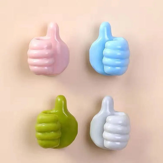 Multifunctional Clip Holder Thumb Hooks Wire Organizer Wall Hooks Hanger Strong Wall Storage Holder for Kitchen and Bathroom