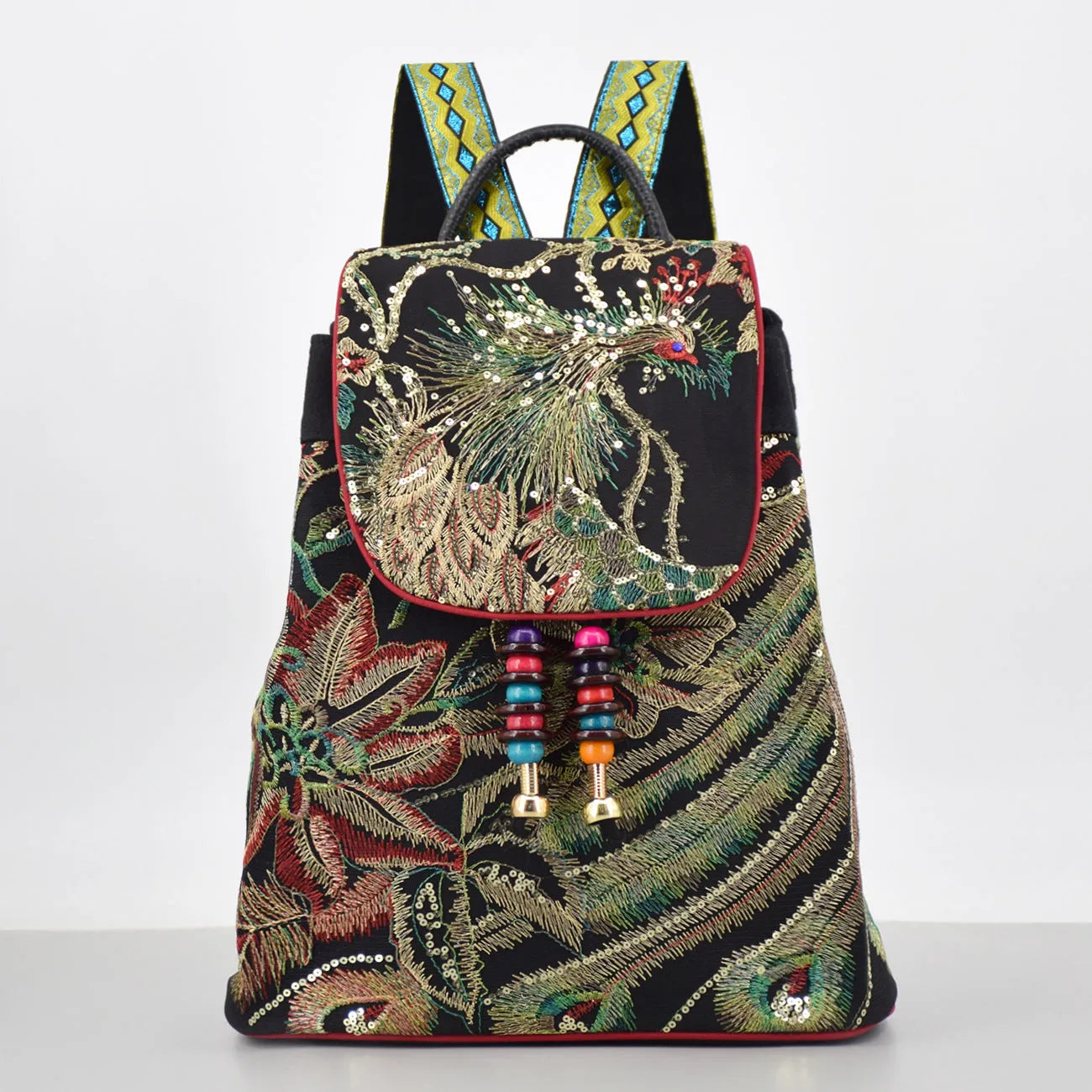 Fashion Women's Canvas Bucket Backpack in Sapphire Blue Black and Wine Red